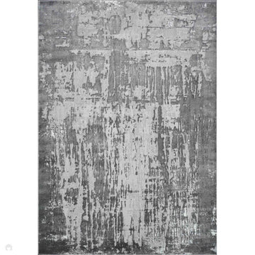 Serenity 211 SRN11 Modern Abstract Distressed Metallic Shimmer Soft Textured Hi-Lo Polyblend Short Pile Charcoal Grey/Mid Grey/Soft Silver Grey/Ivory Rug-Desire Rugs-Rug Love - The Most Loved Rug Store